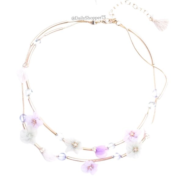 Lonna & Lilly Floral Necklace with Purple and White Accents - Picture 1 of 6
